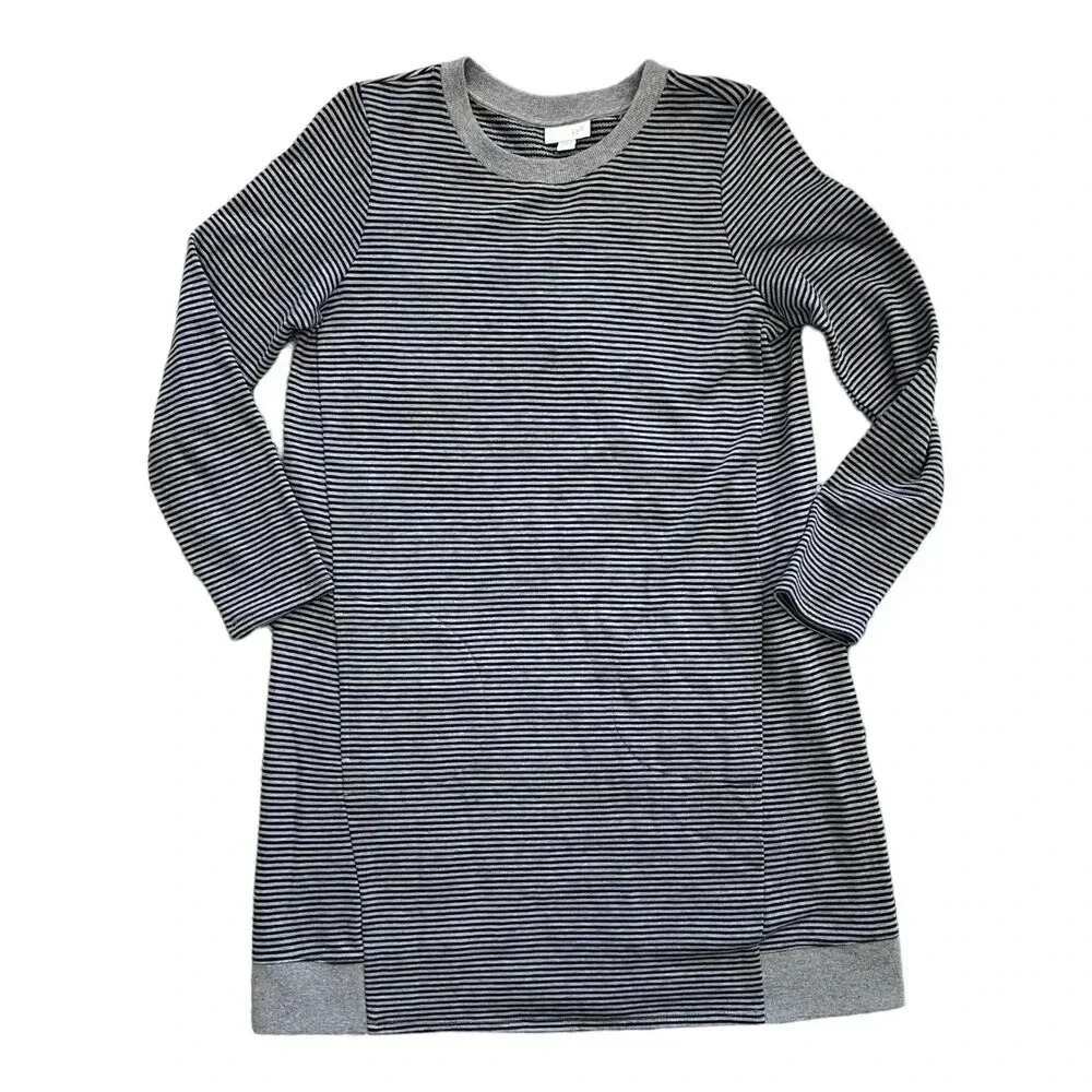J. Jill Gray Striped Knit Tunic Sweater Dress SP